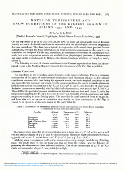 notes on temperature and snow conditions in the everest region in