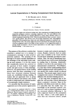 Lexical Expectations in Parsing Complement-Verb