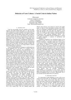 Dialectics of Caste Culture: A Social Crisis in Indian Nation