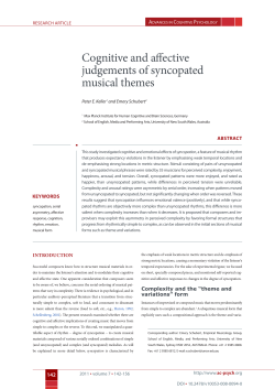 Cognitive and affective judgements of syncopated musical themes
