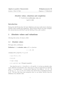 1 Absolute values and valuations