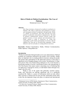 Role of Media in Political Socialization: The Case of Pakistan