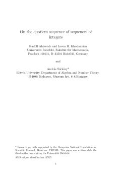 On the quotient sequence of sequences of integers