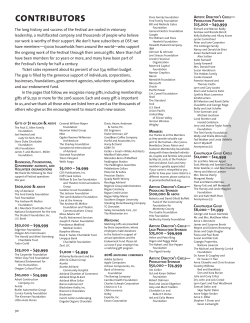 Here`s To Our Donors! - Oregon Shakespeare Festival