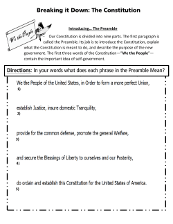 Breaking it Down: The Constitution Directions: In your words what