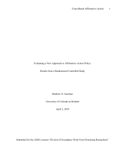 Class-Based Affirmative Action 1 Evaluating a New Approach to