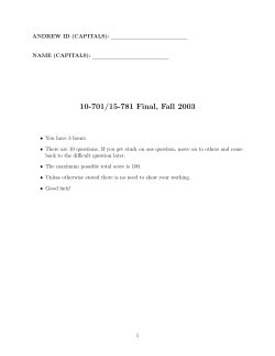 10-701/15-781 Final, Fall 2003