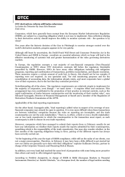 OTC derivatives reform still lacks coherence La Lettre du Trésorier