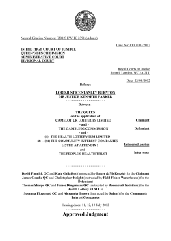 Camelot judgment - 22 August 2012