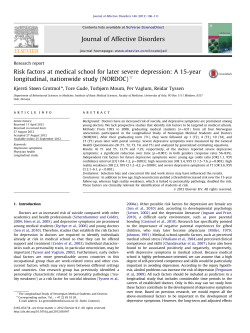 Risk factors at medical school for later severe depression A 15