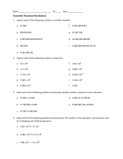 Scientific Notation Worksheet