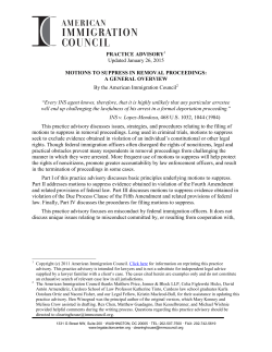 Motions to Suppress in Removal Proceedings: A General Overview