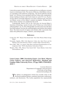 Laura Lomas. 2008. translating Empire. Jos&eacute; Mart&iacute;, Migrant Latino