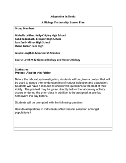 Adaptation in Beaks A Biology Partnership Lesson Plan
