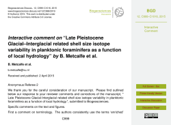Interactive comment on &ldquo;Late Pleistocene Glacial&ndash;Interglacial