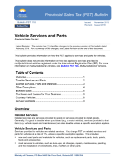 Vehicle Services and Parts - Province of British Columbia