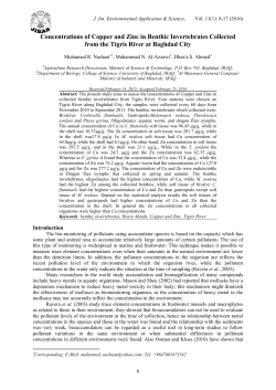 Concentrations of Copper and Zinc in Benthic Invertebrates