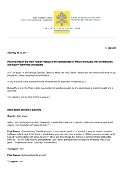 Pastoral visit of the Holy Father Francis to the archdiocese of Milan