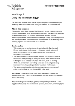 Notes for teachers Key Stage 2 Daily life in ancient Egypt