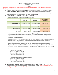 Space Planning Committee Meeting Agenda November 9, 2015