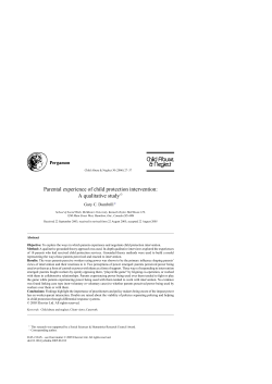 Parental experience of child protection intervention: A qualitative study