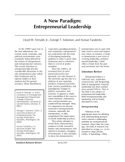 A New Paradigm: Entrepreneurial Leadership