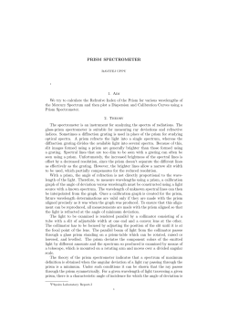 PRISM SPECTROMETER 1. Aim We try to calculate the Refrative