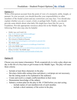 Feudalism &ndash; Student Project Options - Bellbrook