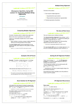 Lecture 12: Computing Multiple String Alignments