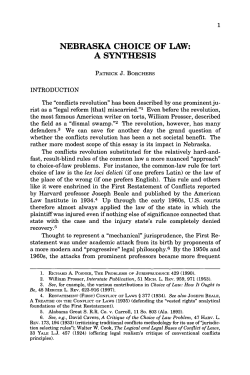 Nebraska Choice of Law: A Synthesis