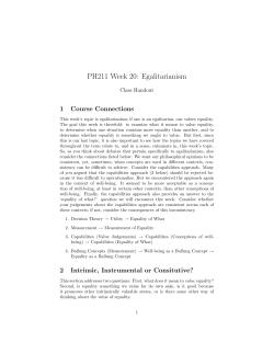 PH211 Week 20: Egalitarianism