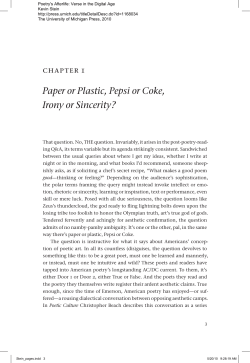 Paper or Plastic, Pepsi or Coke, Irony or Sincerity?