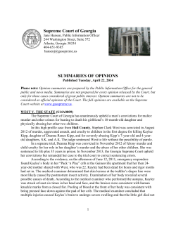 Supreme Court of Georgia SUMMARIES OF OPINIONS