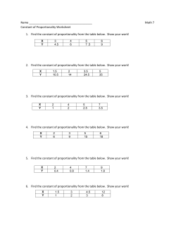 Math 7 Constant of Proportionality Worksheet 1. Find the