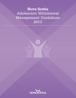 Nova Scotia Adolescent Withdrawal Management Guidelines 2013