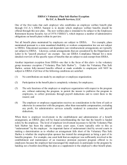 ERISA`s Voluntary Plan Safe Harbor Exception By O.C.A. Benefit