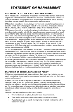 statement on harassment - California Western School of Law