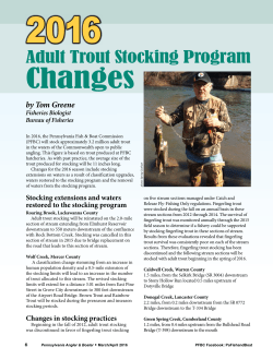 2016 Adult Trout Stocking Program Changes by Tom Greene