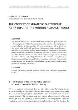 The concept of strategic partnership as an input in the modern