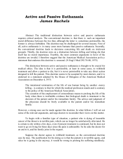 Active and Passive Euthanasia James Rachels