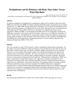 Dyslipidemia and Its Relation with Body Mass Index Versus Waist