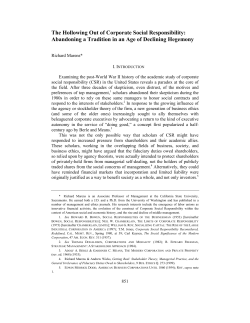 The Hollowing Out of Corporate Social Responsibility: Abandoning
