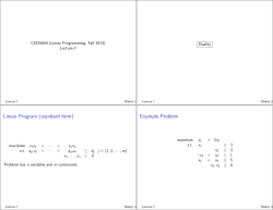 Linear Program (standard form) Example Problem