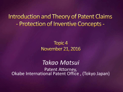 Protection of Inventive Concepts - Mr. Takao Matsui