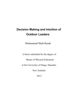 Decision Making and Intuition of Outdoor Leaders
