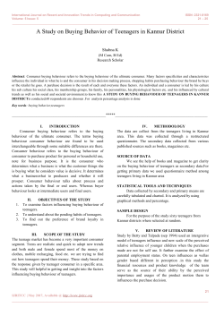 A Study on Buying Behavior of Teenagers in Kannur District