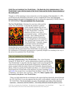 The Bush (the 41st) Administration`s `New World Order`