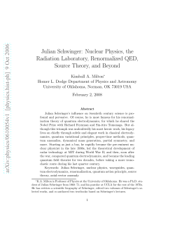 Julian Schwinger: Nuclear Physics, the Radiation Laboratory