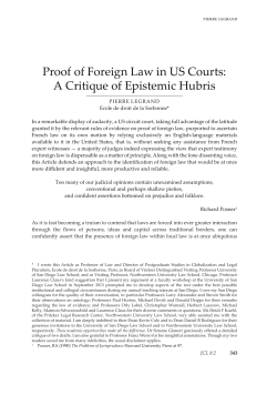 Proof of Foreign Law in US Courts: A Critique of Epistemic Hubris