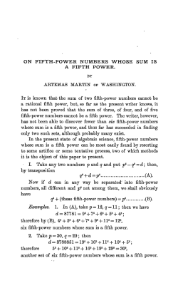 ON FIFTH-POWER NUMBERS WHOSE SUM IS A FIFTH POWER